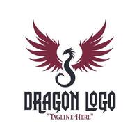 Iconic Black Dragon with Magenta Wings for Bold Branding and Fantasy Identity Design vector