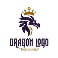 Majestic Dragon Logo in Purple and Gold with Crown for Creative Branding and Symbolism vector