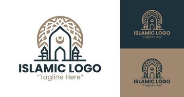 Contemporary Islamic Branding Symbol in Dark Blue and Brown with Clean and Balanced Composition vector