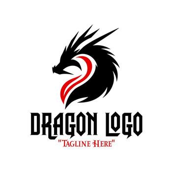 Dynamic Black Robot Dragon with Red Accents for Iconic Branding and Fantasy Identity vector