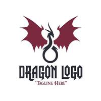 Fierce Black Dragon Logo with Magenta Wings for Dynamic Fantasy Branding and Identity vector