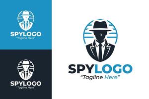 Stealthy Spy Logo with Light and Dark Blue Colors for Covert Operations and Espionage Branding vector