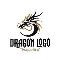 Menacing Black Dragon Logo with Gold Detailing for Bold Branding and Iconic Identity vector