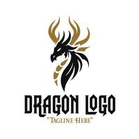 Iconic Black Dragon Logo with Gold Highlights for Professional Branding and Fantasy Identity vector