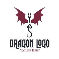 Majestic Black Dragon with Magenta Wings Logo for Royal Fantasy Branding and Identity vector