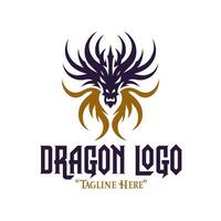 Majestic Purple and Gold Dragon Head Logo for Royal Branding and Fantasy Identity vector