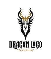 Powerful Black Dragon Logo with Gold Elements for Fantasy Branding and Mythical Identity vector