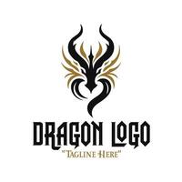 Fierce Black Dragon Logo with Gold Accents for Powerful Fantasy Branding and Identity vector