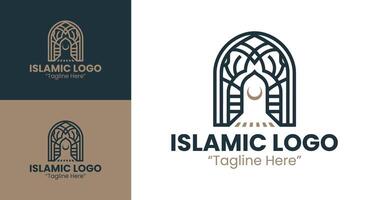 Abstract Islamic Logo for Brand Identity in Brown and Dark Blue with Refined Minimal Style vector