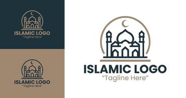 Timeless Islamic Business Logo with Composed Identity in Brown and Deep Blue Color Scheme vector