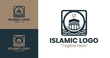 Harmonious Islamic Logo in Brown and Dark Blue for Clean and Balanced Brand Representation vector