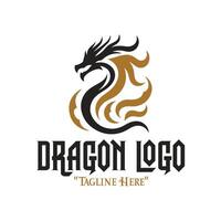 Bold Black Dragon with Gold Fire Logo for Unique Branding and Fantasy Identity vector