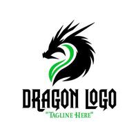 Majestic Black Robot Dragon Logo with Neon Green Accents for Powerful Branding and Fantasy Identity vector