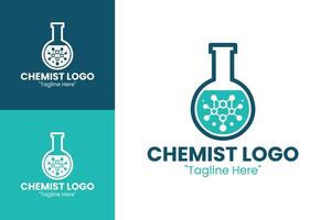 Minimalist Chemist Logo with Teal Flask for Scientific and Modern Branding Identity vector