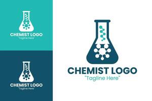 Clean Teal Chemist Logo with Lab Flask for Professional Scientific Branding and Identity vector