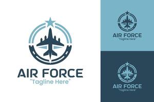 Professional Air Force Emblem in Blue Gradient for Aviation and Strategic Defense Branding vector
