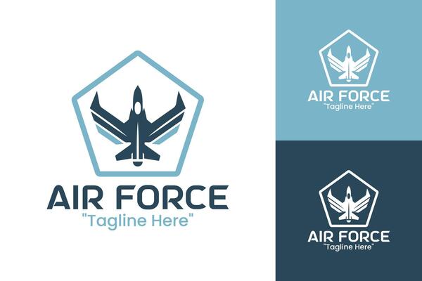 Sleek Air Force Wings Logo in Blue Shades for Professional and Modern Military Identity