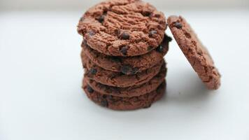 Stack of Chocolate Chip Cookies on White Background photo
