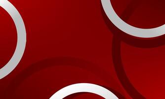 Geometric abstract background with aesthetic metallic curves on a modern red canvas vector