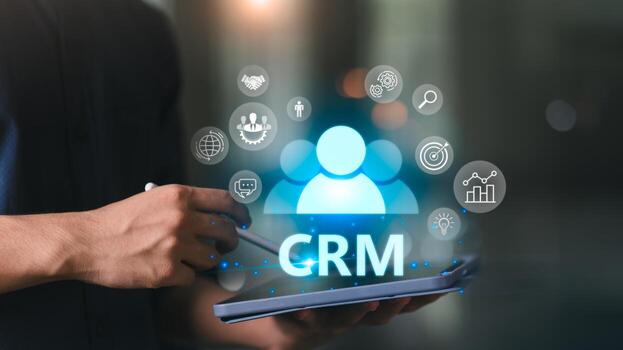 customer relationship management concept, CRM ,strategy or software to follow up on sales ,Customer relationship building ,creating satisfaction and confidence for customers photo