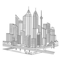 Modern City Outline Drawing by Hand vector