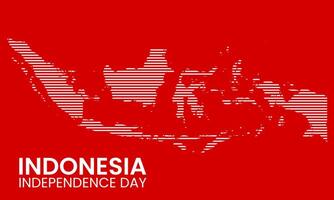 Indonesia independence day abstract background with striped map design in red aesthetic style vector