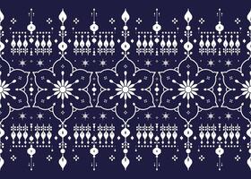 Floral, ethnic fabric seamless pattern, blue and white style, design for cloth, carpet, batik, wallpaper, etc. vector