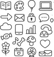 a set of icons that are drawn in a line vector