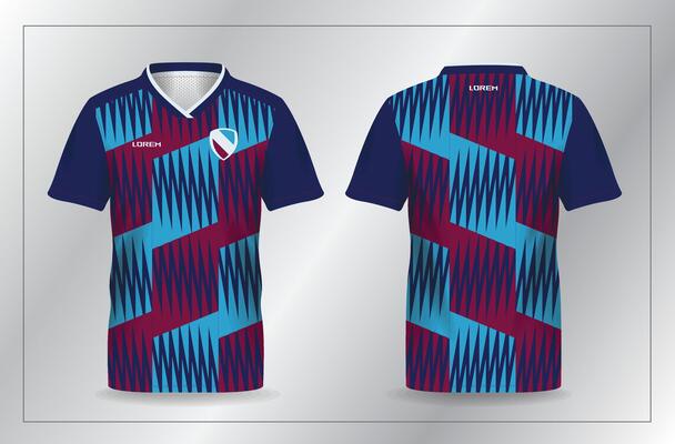 abstract zig zag pattern blue and purple sport jersey for football and soccer shirt template