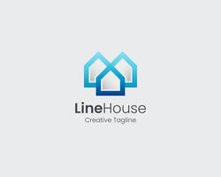 Simple minimal line house logo vector