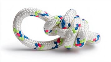 Autism Awareness Concept with Colorful Puzzle Pattern Rope Tied in Complex Knots photo