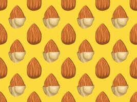 almonds on yellow background vector