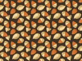 a pattern with nuts and leaves on it vector