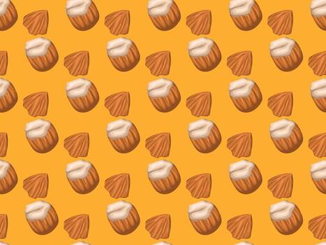 a pattern of nuts and nuts on a yellow background vector