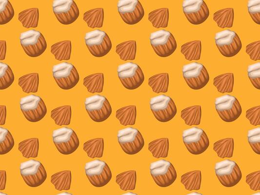 a pattern of nuts and nuts on a yellow background
