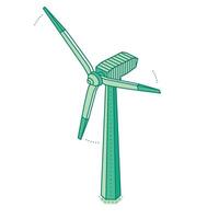 Isometric wind turbine. Renewable energy, clean power generation, and sustainable technology for eco friendly electricity production. Illustration. vector