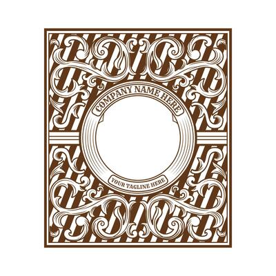 Square Vintage Old Royal Border Frame Badge Emblem Label