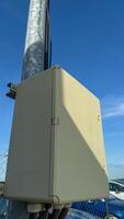 A solitary beige electrical box against azure skies whispers secrets of urban design and International Data Privacy Day photo