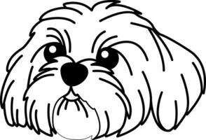 black and white isolate illustration icon of a Shih Tzu head vector