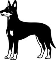 black and white isolate icon of a Doberman Pinscher vector