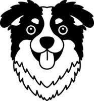black and white isolate icon of a Border Collie vector