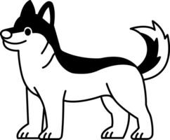 black and white isolate illustration icon of a Siberian Husky vector