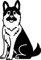 black and white isolate illustration of a German Shepherd vector