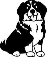 black and white illustration icon of a Bernese Mountain dog vector