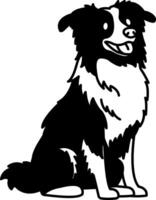 black and white isolate illustration of a Border Collie dog vector