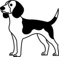black and white illustration of a Beagle dog vector