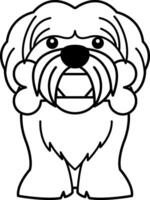 black and white isolate icon of a Shih Tzu dog vector