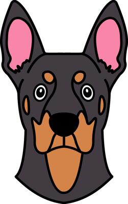 isolate illustration of a Doberman Pinscher dog