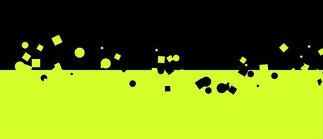 Geometric composition black backdrop, chartreuse field, shapes vector