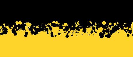 Abstract art scattered geometric shapes transition between black and yellow fields vector